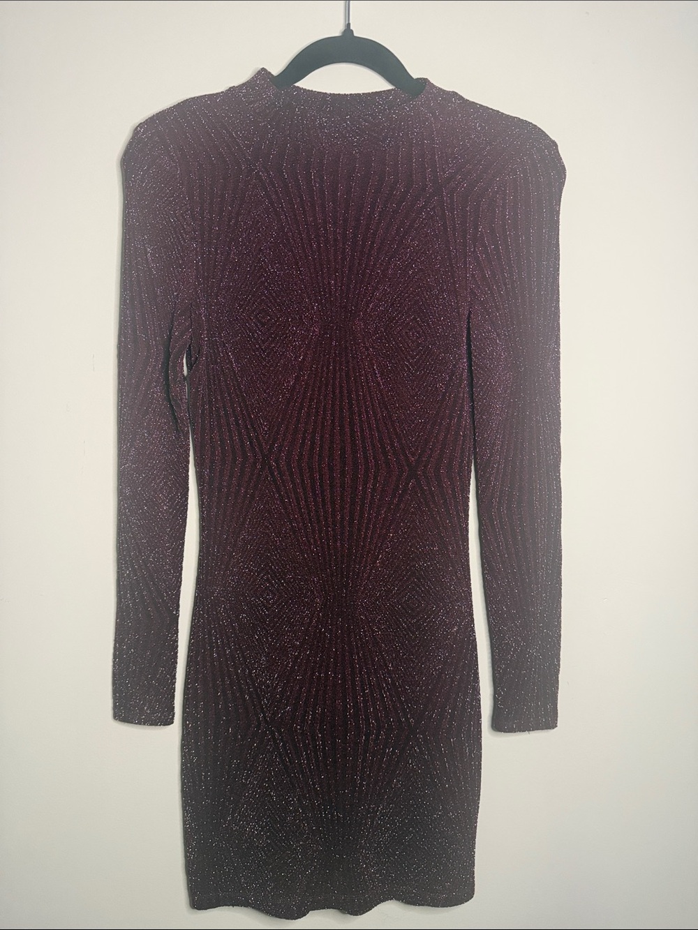 Windsor Long-Sleeve Sparkle Bodycon Dress in Plum